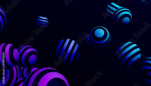 Abstract 3d rendering of geometric shapes. Composition with spheres. Modern background design for poster, cover, branding, banner, placard.