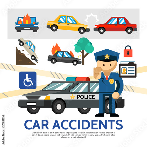 Wallpaper Mural Flat Road Accident Template Torontodigital.ca