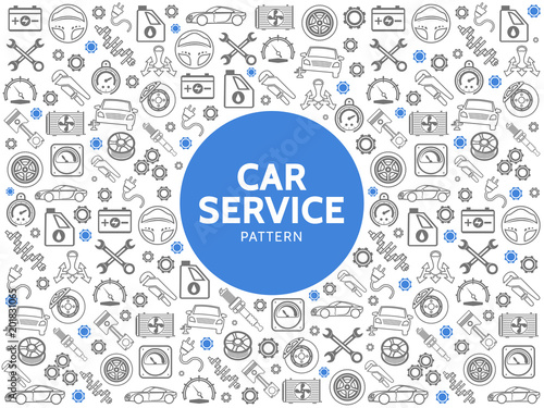 Car Service Line Icons Pattern