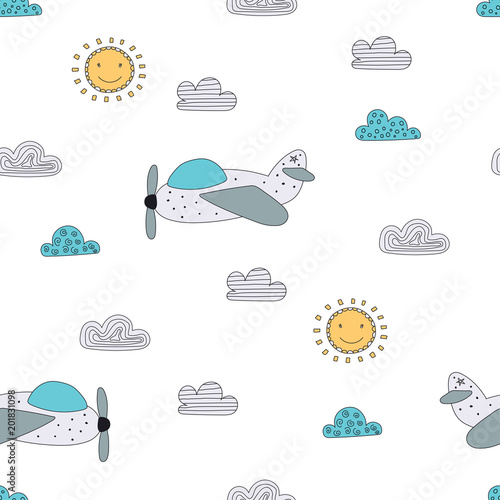 Pattern for nursery with a plane