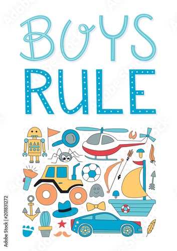 Boys rule nursery poster.