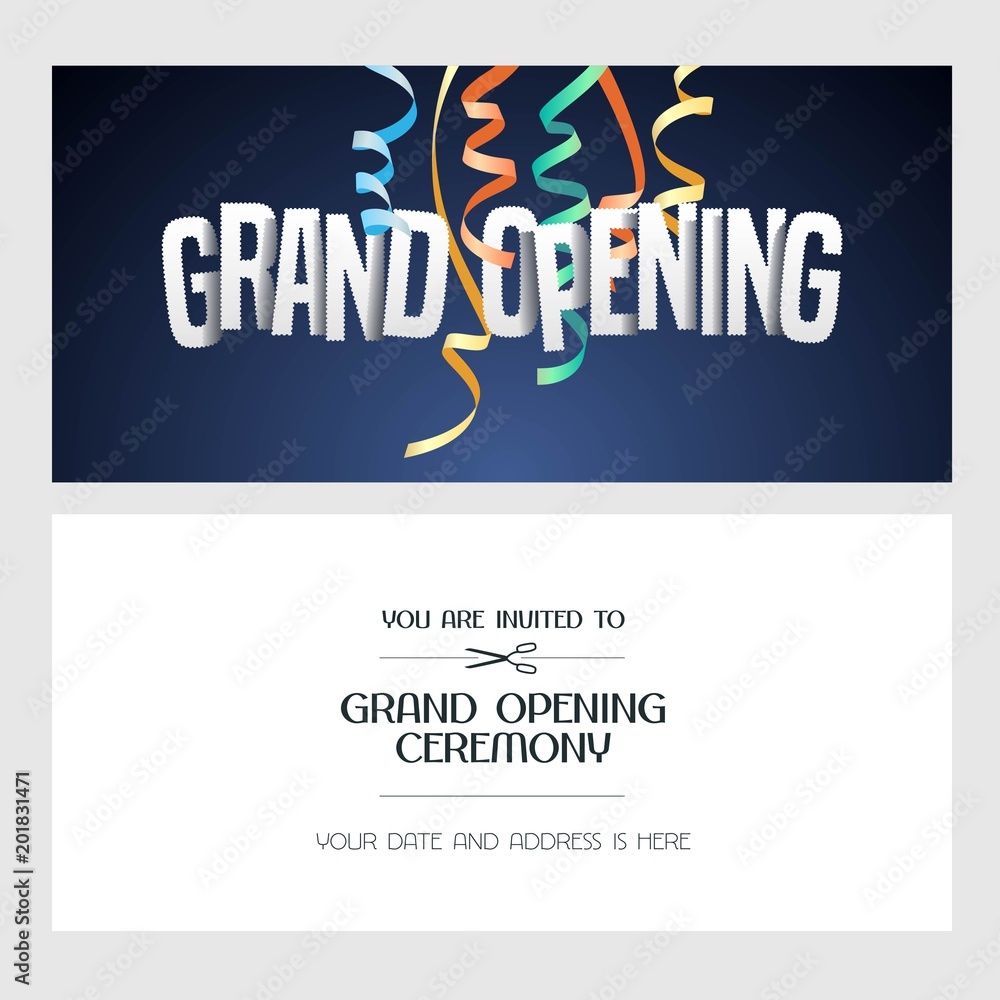 Grand opening vector banner, invitation card Grand opening vector banner, invitation card