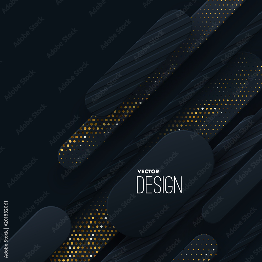 Obraz premium Abstract 3d banner with linear paper shapes.