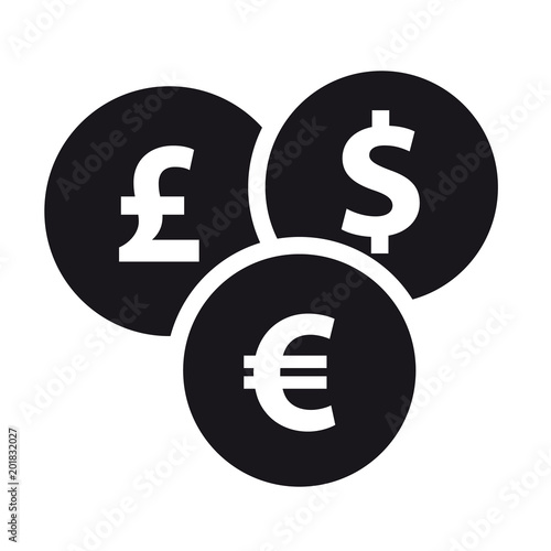 Different Currencies Flat Icon - Vector Illustration - Isolated On White Background photo