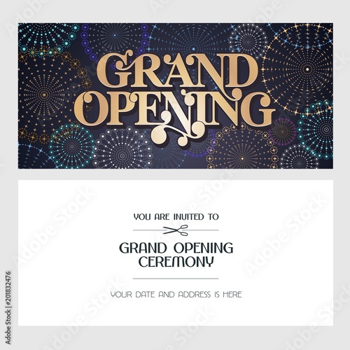 Grand opening vector illustration, invitation card