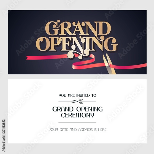 Grand opening vector illustration, background, invitation card