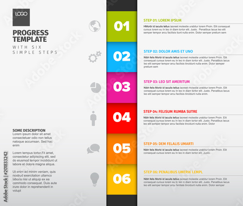 Vector progress six steps template