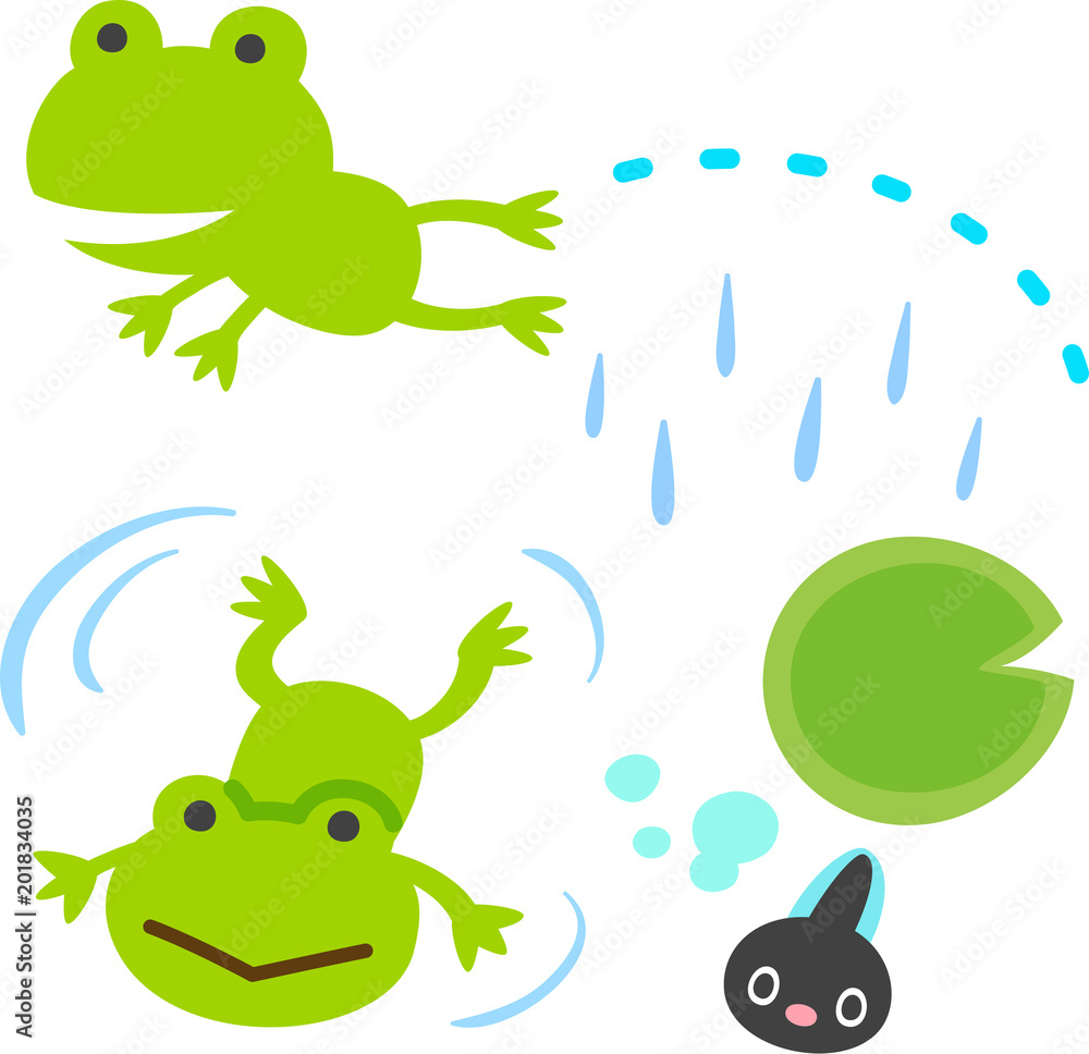 Obraz premium かわいいカエルとオタマジャクシ