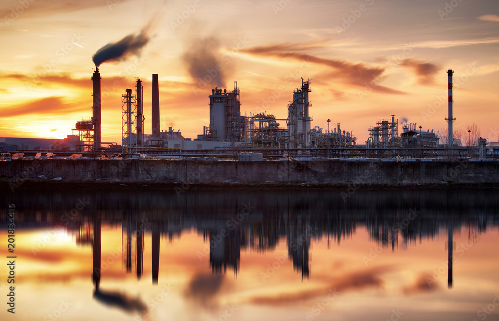 Oil Industry silhouette, Petrechemical plant - Refinery