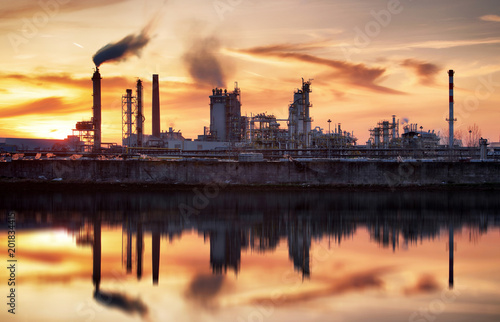 Oil Industry silhouette, Petrechemical plant - Refinery