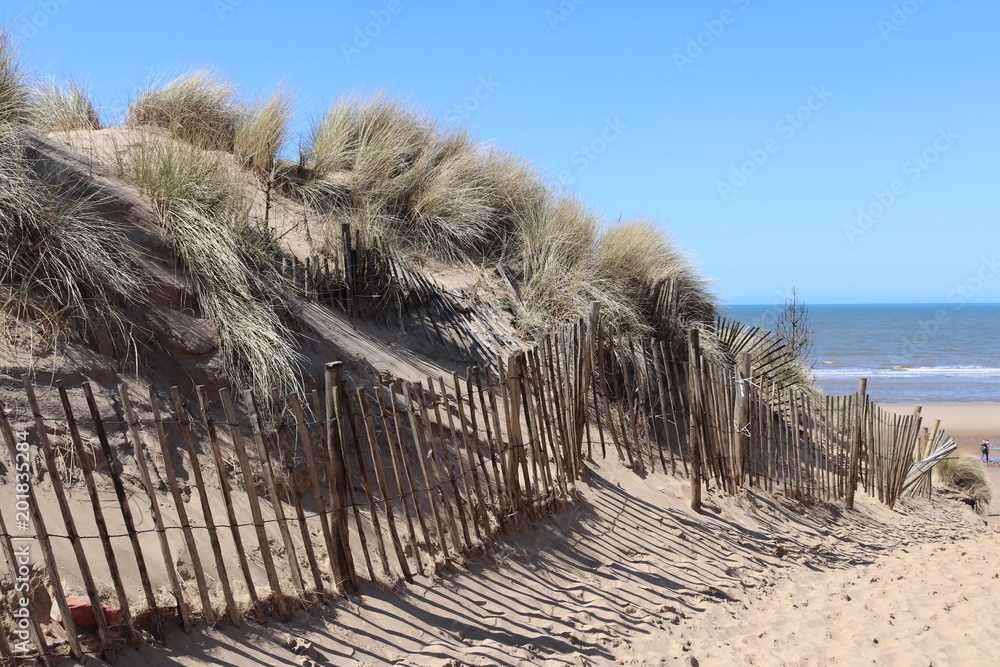 Fototapeta premium Wooden fence going to beach