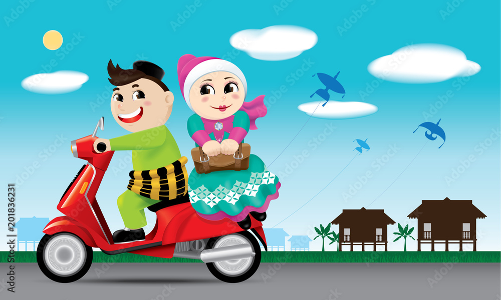 A couple is on the way back to their hometown, ready to celebrate Raya festival with their family. A couple is on the way back to their hometown, ready to celebrate Raya festival with their family.