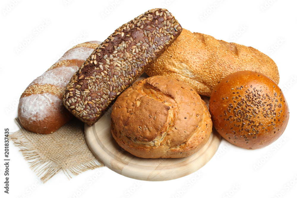 Set of different fresh bread