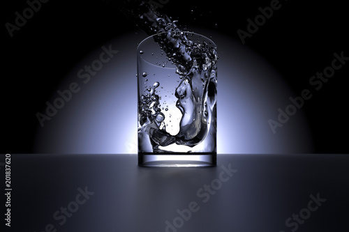 cold water is poured into glass
