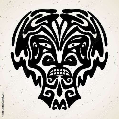 Tribal tattoo with the god mask. Authentic artwork with a symbol of the totem. Stock Vector Graphics clipart Tattoos like Maui