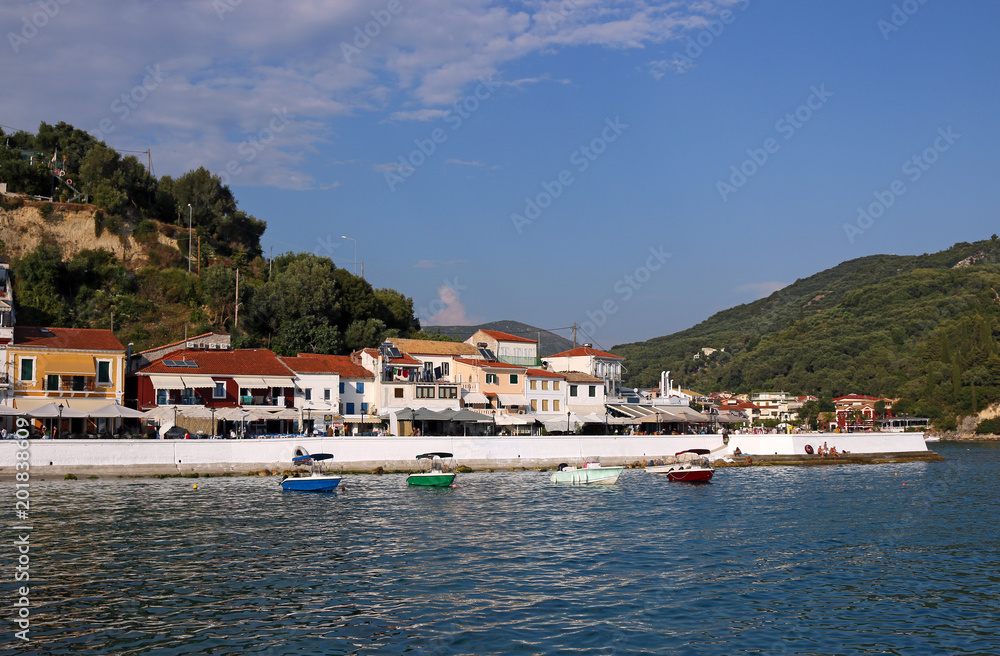 boats in port Parga tourist destination Greece summer season