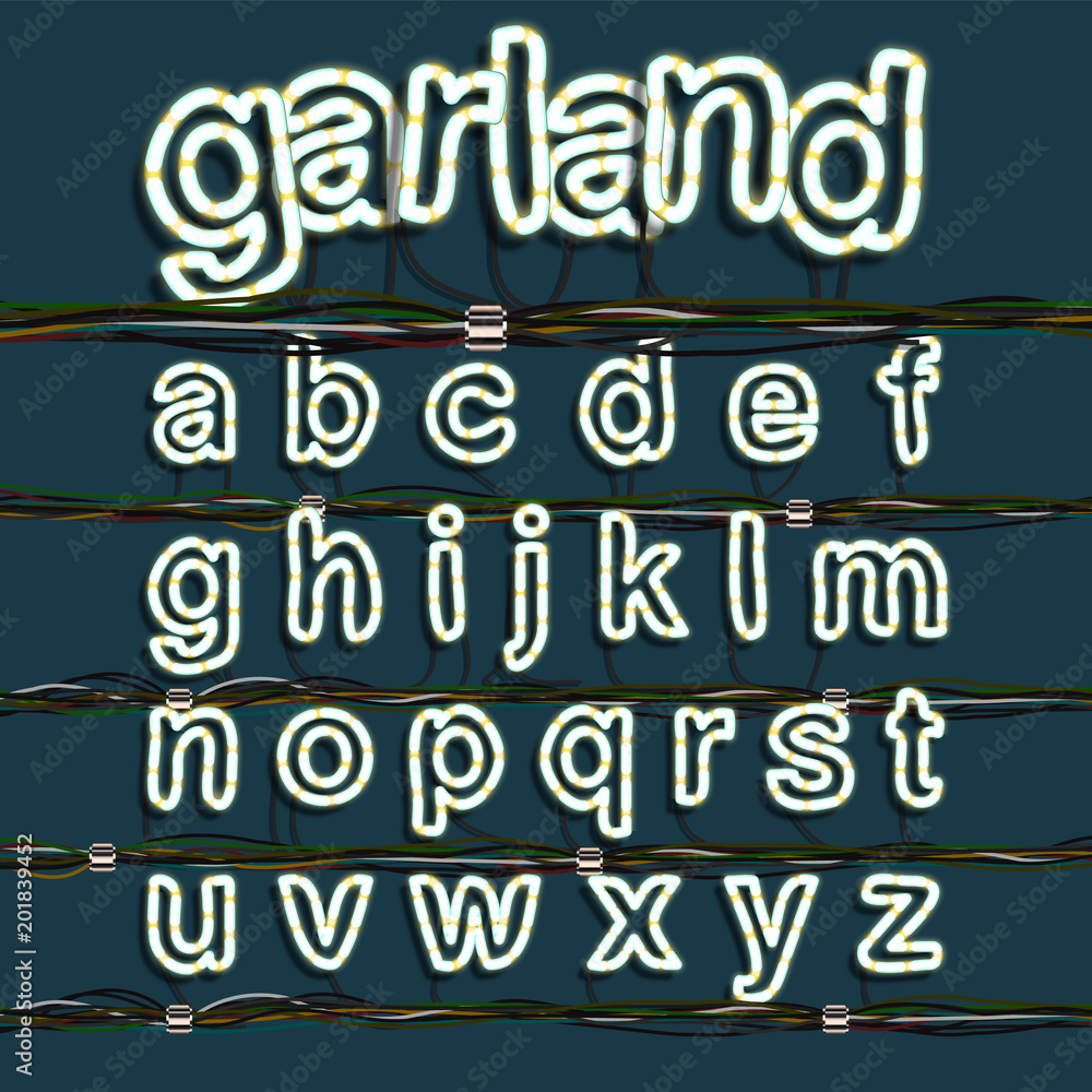 Realistic neon font with wires and console, vector illustration Realistic neon font with wires and console, vector illustration
