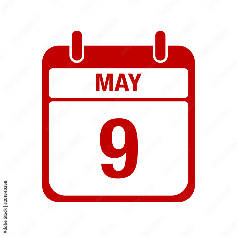 Fototapeta premium 9 May calendar red icon. nine