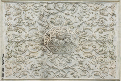 The bas-relief on the facade of a historic building