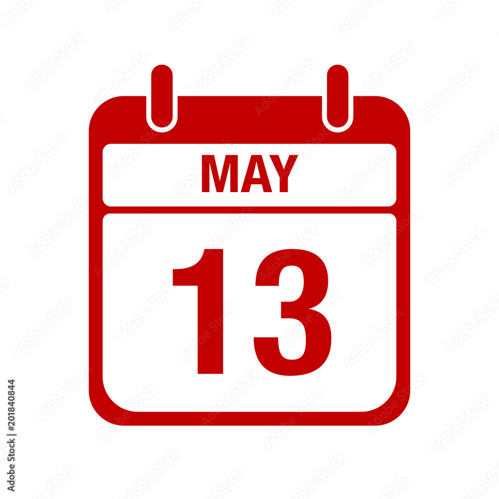 Fototapeta premium 13 May calendar red icon. thirteen