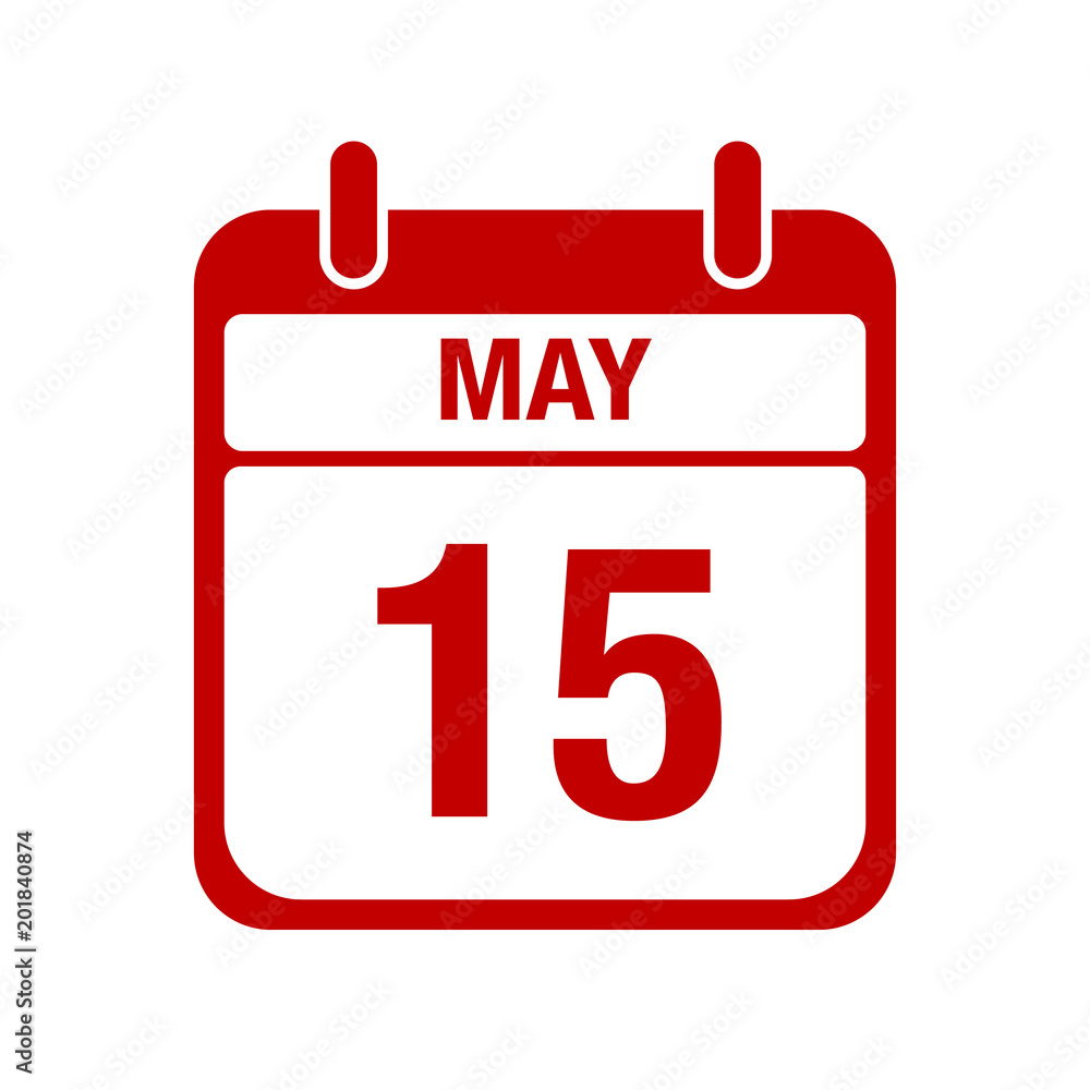15 May calendar red icon. fifteen 15 May calendar red icon. fifteen