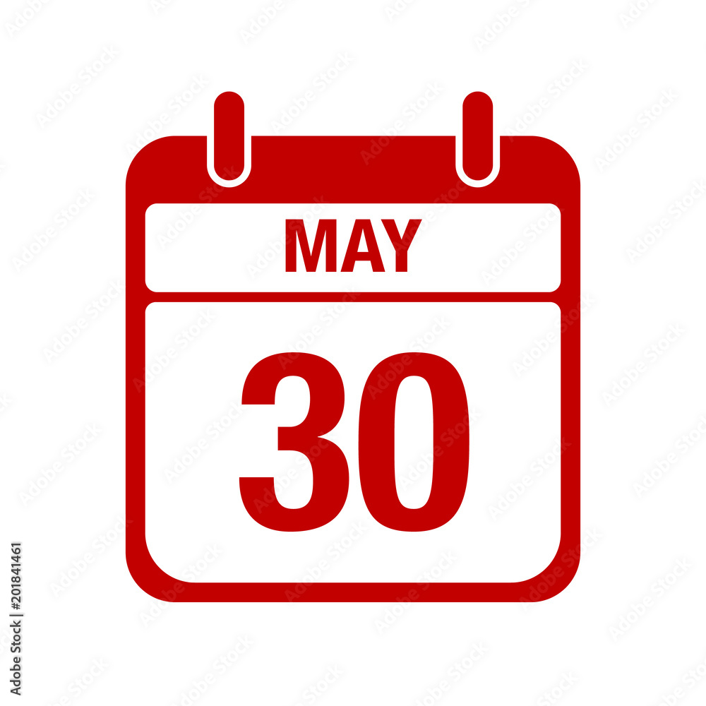 30 May calendar red icon. thirty 30 May calendar red icon. thirty