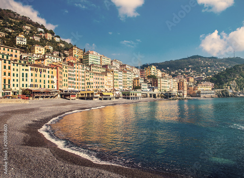 Beautiful and lovely beach in Camogli, Italy