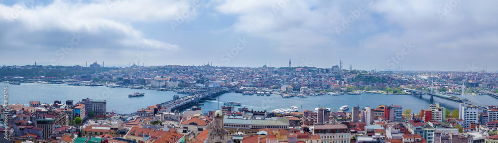 Panoramic image of Istanbul with Galata Bridge and Yeni Cami Mosque Panoramic image of Istanbul with Galata Bridge and Yeni Cami Mosque