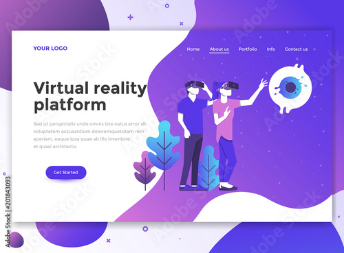 Flat Modern design of wesite template - Virtual reality platform