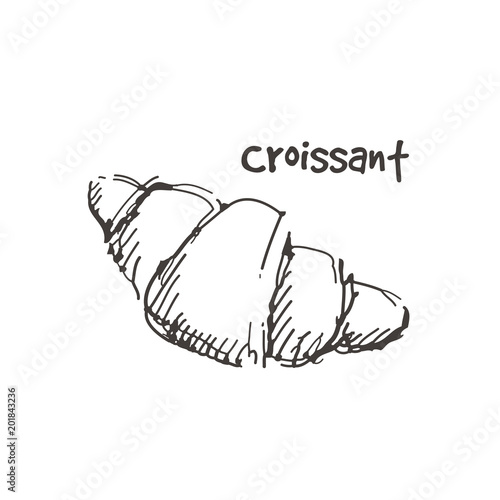 Hand drawn croissant. Sketch, vector illustration.