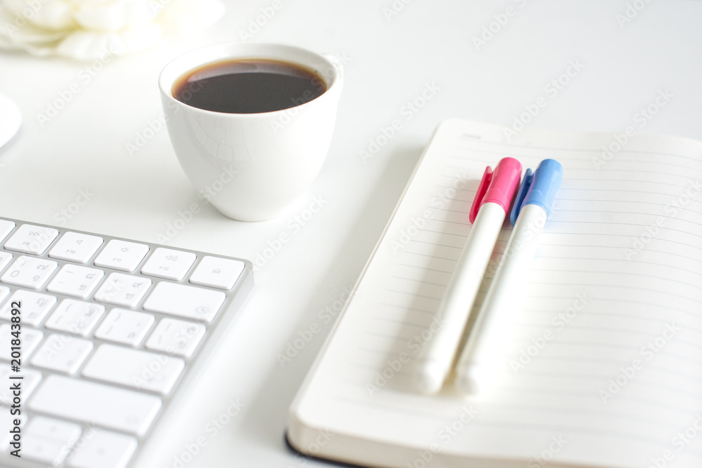 White clean desk for work White clean desk for work