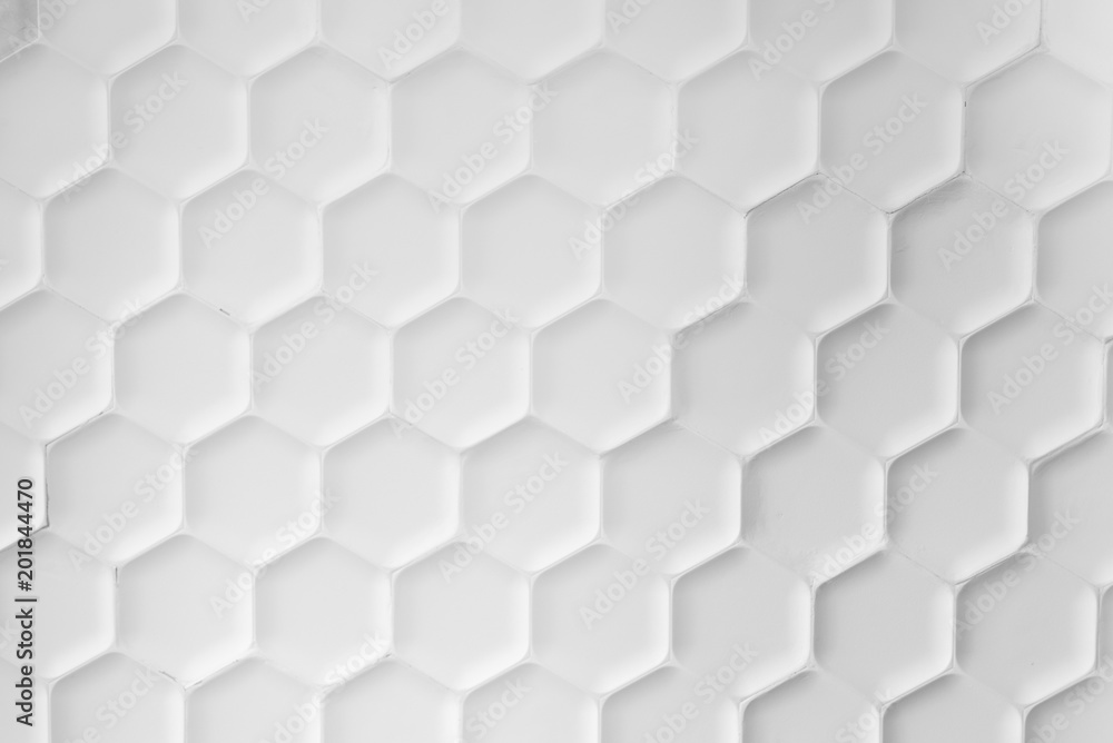 Fototapeta decorative wall of hexagonal honeycomb white