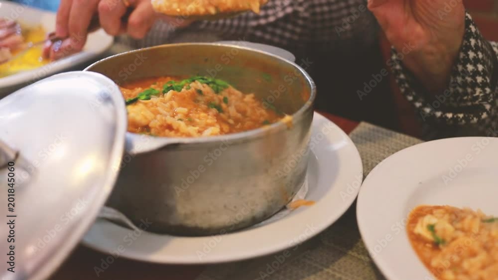 pot with rice of seafood pot with rice of seafood