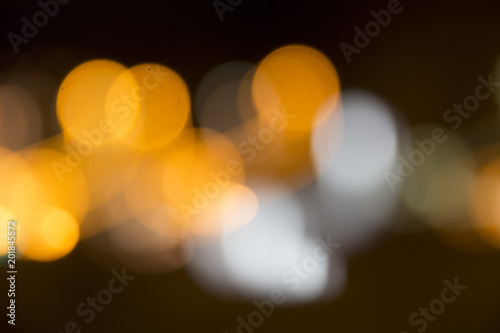 Blurred Orange, Green, Blue And White Lights Assembling Assembling A Colorful Bokeh, Shot At Night In The City Alicante In Spain © dreamansions