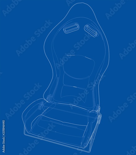 Car seat outlined vector rendering of 3d