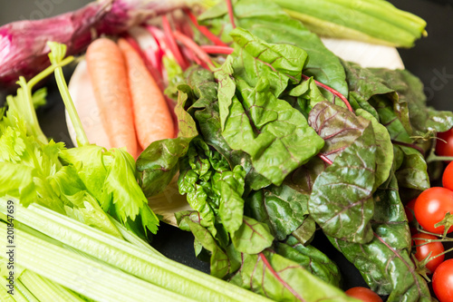 A mix of fresh vegetables ready to be cooked to taste