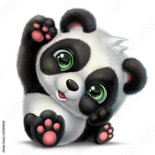 Fototapeta Naklejka Na Ścianę i Meble -   little panda sitting, isolated on white