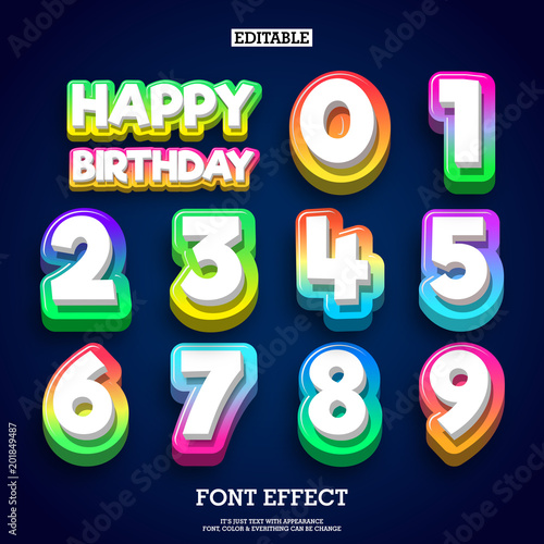 3d colorful gradient number design for children birthday