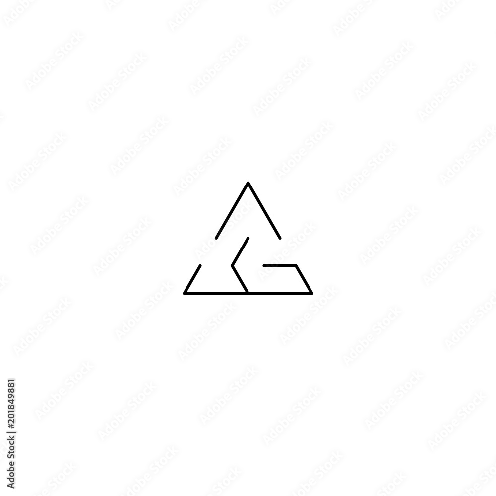 Lineart maze logo design. Black triangular simple intricacy illustration Lineart maze logo design. Black triangular simple intricacy illustration
