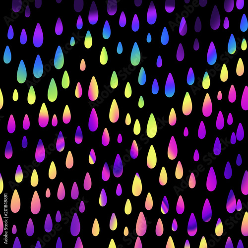 Abstract bright and colourful iridescent holographic unicorn tear drops background. Vector illustration.