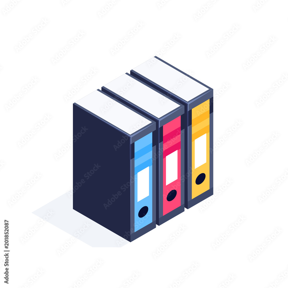 Isometric office folders isolated. Isometric office folders isolated.