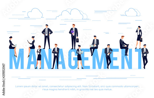 Management. Businessmen in a flat style.