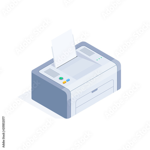 Isometric printer isolated.
