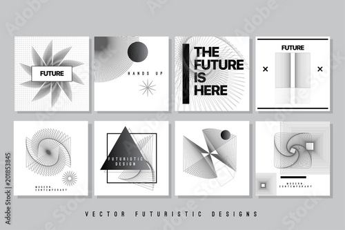 Vector Abstract Covers Templates, Contemporary Art Graphic Poster with Geometric Patterns, Modern Geometric Hipster Backgrounds, Brochures, Album Covers and Banners, Futuristic Design