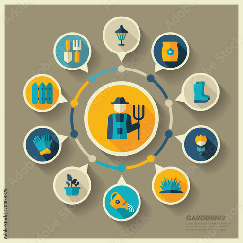 Garden Farm icons and agriculture infographics