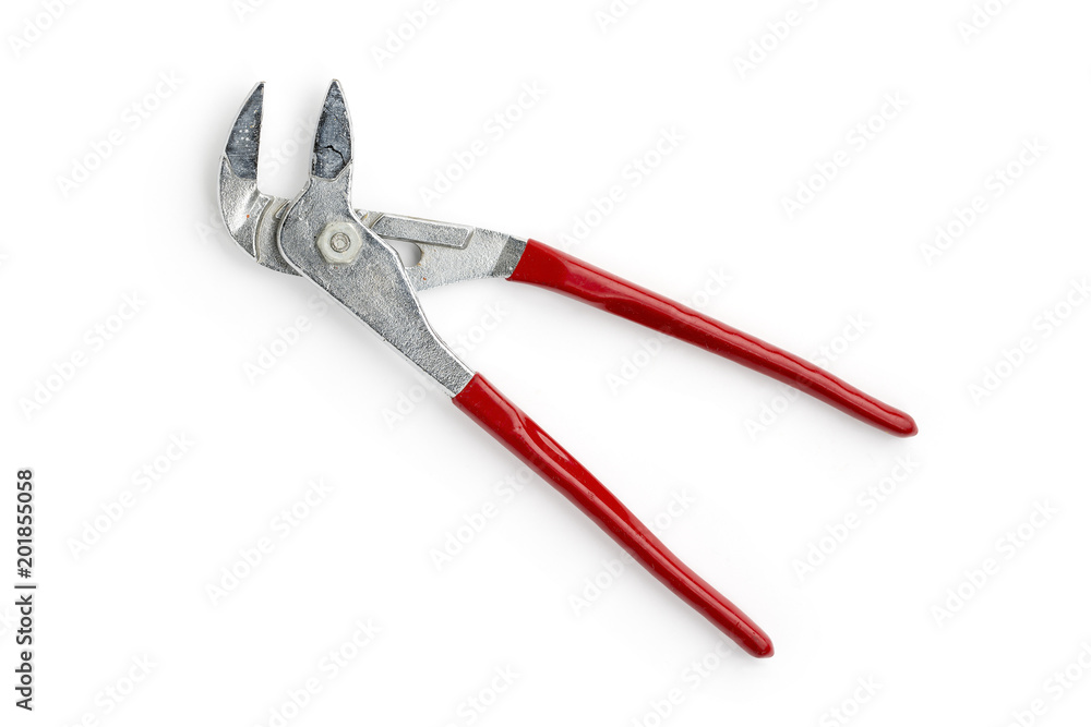 old red alligator wrench, isolated on white old red alligator wrench, isolated on white