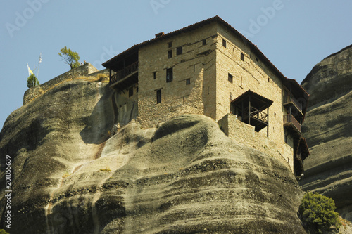 In ancient times, the monks settled on the mountain tops. Such monasteries exist now. Greece. Meteors.nges in Meteors. photo