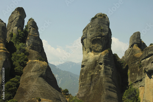 In ancient times, the monks settled on the mountain tops. Such monasteries exist now. Greece. Meteors.nges in Meteors. photo