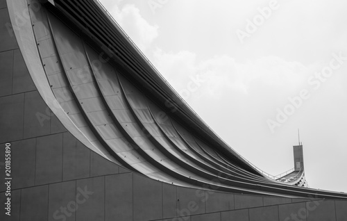 Minimalist Architecture with curves and sky