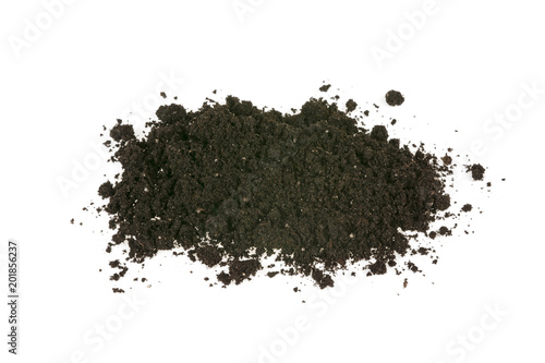 pile of earth, soil on white background